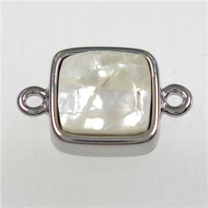 Paua Abalone shell connector, platinum plated, approx 12x12mm [GM11198]