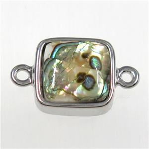 Paua Abalone shell connector, platinum plated, approx 12x12mm [GM11200]