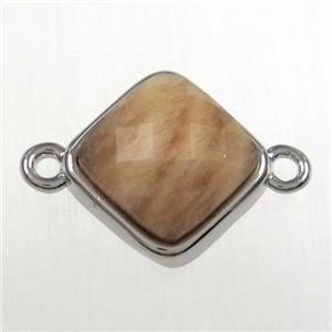 peach moonstone connector, platinum plated, approx 10x10mm [GM11201]