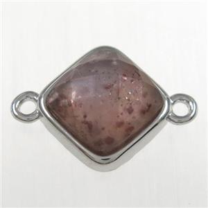 Strawberry Quartz connector, platinum plated, approx 10x10mm [GM11204]