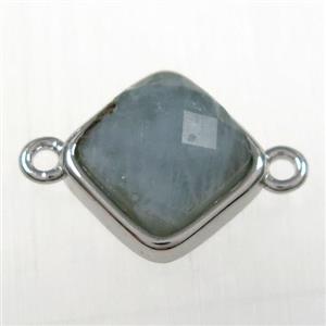 lt.blue Aquamarine connector, platinum plated, approx 10x10mm [GM11209]