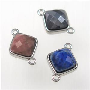 gemstone connector, platinum plated, approx 10x10mm [GM11210]