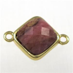 pink Rhodonite connector, gold plated, approx 10x10mm [GM11213]