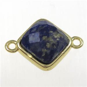 lapis lazuli connector, gold plated, approx 10x10mm [GM11215]