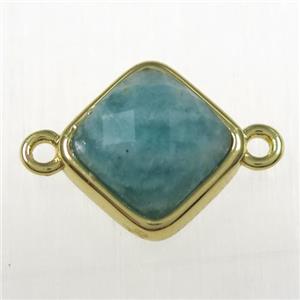 Amzonite connector, gold plated, approx 10x10mm [GM11218]