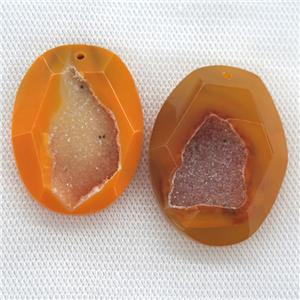 orange druzy agate pendants, faceted freeform, approx 20-40mm [GM11222]