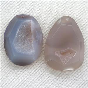 gray druzy agate pendants, faceted freeform, approx 20-40mm [GM11224]