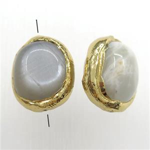 white moonstone bead, 24K gold plated, approx 15-20mm [GM11265]