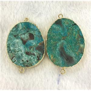 green Ocean Jasper connector, flat freeform, gold plated, app20-30mm [GM11282]