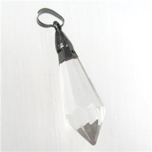 Glass crystal teardrop pendants, black plated, approx 13-40mm [GM11284]