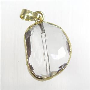 Glass crystal pendants, gold plated, approx 18-23mm [GM11287]