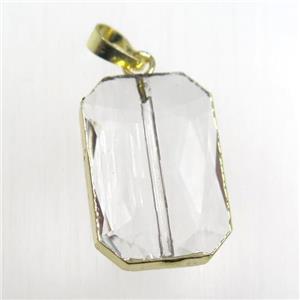 Glass crystal rectangle pendants, gold plated, approx 18-27mm [GM11288]