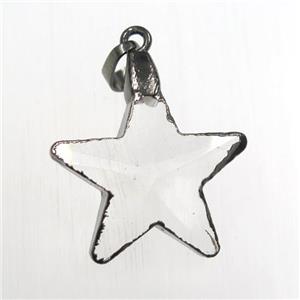 Glass crystal pendants, star, gold plated, approx 25mm dia [GM11290]