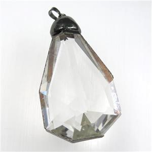 Glass crystal pendants, black plated, approx 38-65mm [GM11293]