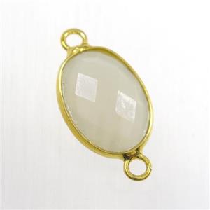 white MoonStone connector, oval, gold plated, approx 10-14mm [GM11328]
