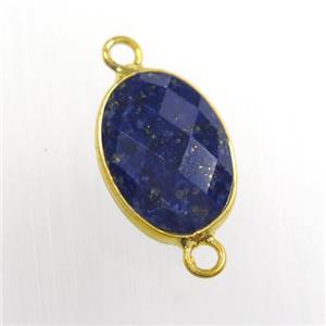 blue lapis lazuli connector, oval, gold plated, approx 10-14mm [GM11330]