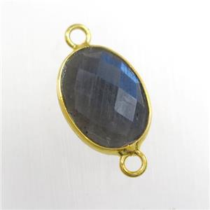 Labradorite connector, oval, gold plated, approx 10-14mm [GM11331]