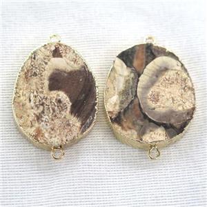 Ocean Jasper connector, freeform, gold plated, approx 15-30mm [GM11334]