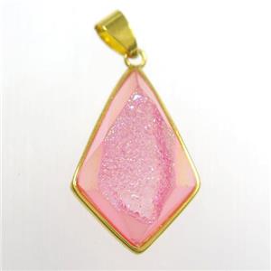 pink Druzy Agate teardrop pendant, approx 16-25mm [GM11339]