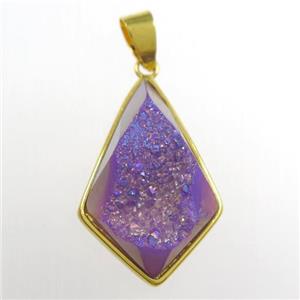 purple Druzy Agate teardrop pendant, approx 16-25mm [GM11340]
