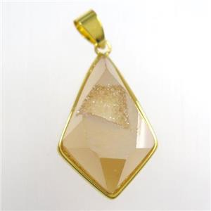 gold champagne Druzy Agate teardrop pendant, approx 16-25mm [GM11341]