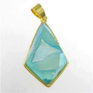 peacock green Druzy Agate teardrop pendant, approx 16-25mm [GM11342]