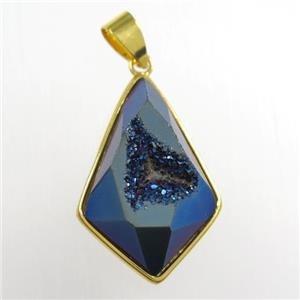 blue Druzy Agate teardrop pendant, approx 16-25mm [GM11343]