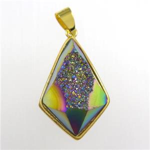 rainbow Druzy Agate teardrop pendant, approx 16-25mm [GM11344]