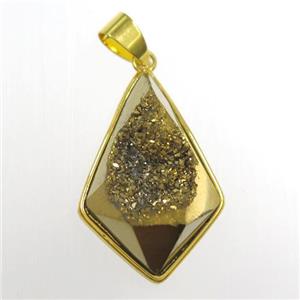gold Druzy Agate teardrop pendant, approx 16-25mm [GM11346]