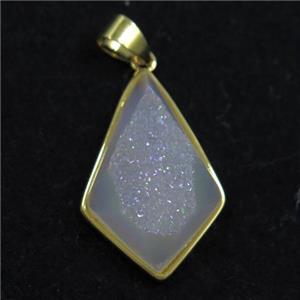 white AB-color Druzy Agate teardrop pendant, approx 16-25mm [GM11347]