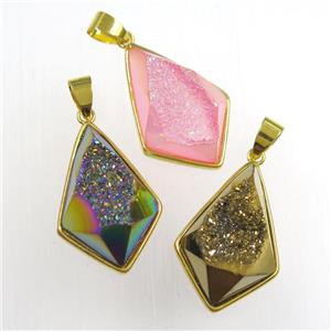 mix color Druzy Agate teardrop pendant, approx 16-25mm [GM11348]
