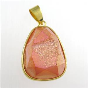 red Druzy Agate teardrop pendant, approx 15-20mm [GM11349]