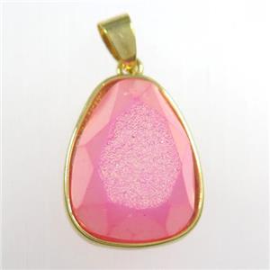 pink Druzy Agate teardrop pendant, approx 15-20mm [GM11351]