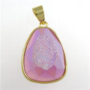 purple Druzy Agate teardrop pendant, approx 15-20mm [GM11352]