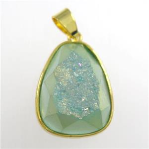 green Druzy Agate teardrop pendant, approx 15-20mm [GM11354]