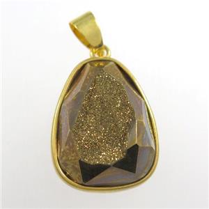 gold Druzy Agate teardrop pendant, approx 15-20mm [GM11358]