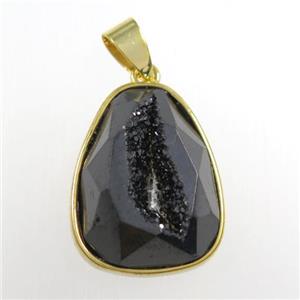 black Druzy Agate teardrop pendant, approx 15-20mm [GM11359]