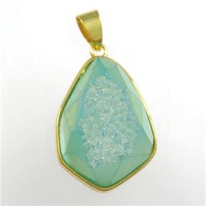 peacock green Druzy Agate teardrop pendant, approx 16-23mm [GM11386]