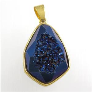 blue Druzy Agate teardrop pendant, approx 16-23mm [GM11387]