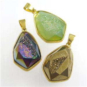 mix color Druzy Agate teardrop pendant, approx 16-23mm [GM11393]
