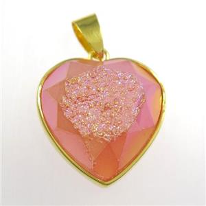 red Druzy Agate heart pendant, approx 18mm dia [GM11394]