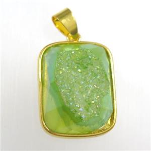 green Druzy Agate rectangle pendant, approx 15-20mm [GM11415]