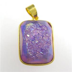 purple Druzy Agate rectangle pendant, approx 15-20mm [GM11417]