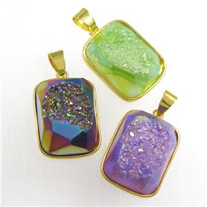 mixed Druzy Agate rectangle pendant, approx 15-20mm [GM11423]