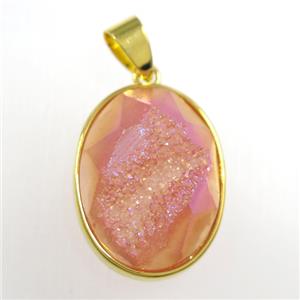 ornage Druzy Agate oval pendant, approx 15-20mm [GM11424]