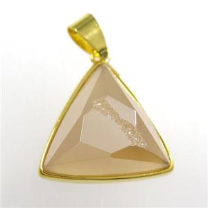 gold champagne Druzy Agate triangle pendant, approx 17mm [GM11441]