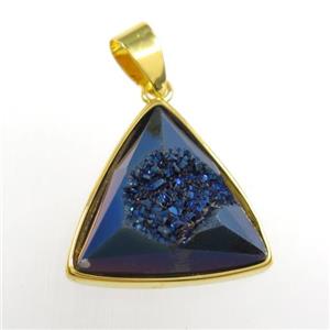 blue Druzy Agate triangle pendant, approx 17mm [GM11443]