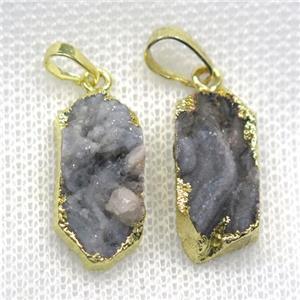 druzy agate pendant, gold plated, approx 10-22mm [GM11480]