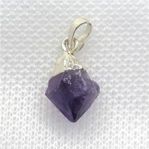 amethyst pendants, teardrop, silver plated, approx 10-15mm [GM11481]