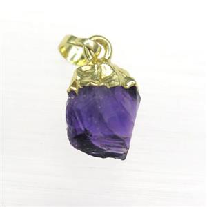amethyst pendants, teardrop, gold plated, approx 10-15mm [GM11483]